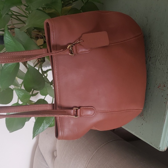 Vintage 90s Coach Framed Leather Pouch Bag 9996 - Picture 2 of 9